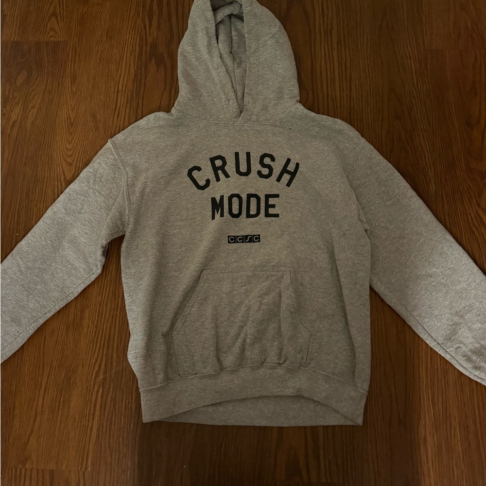 Gray Hoodie with 'Crush Mode' Print
